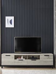 Grey Bronx Up to 80 inch Oak Effect Slim TV Unit - Image 1 of 6