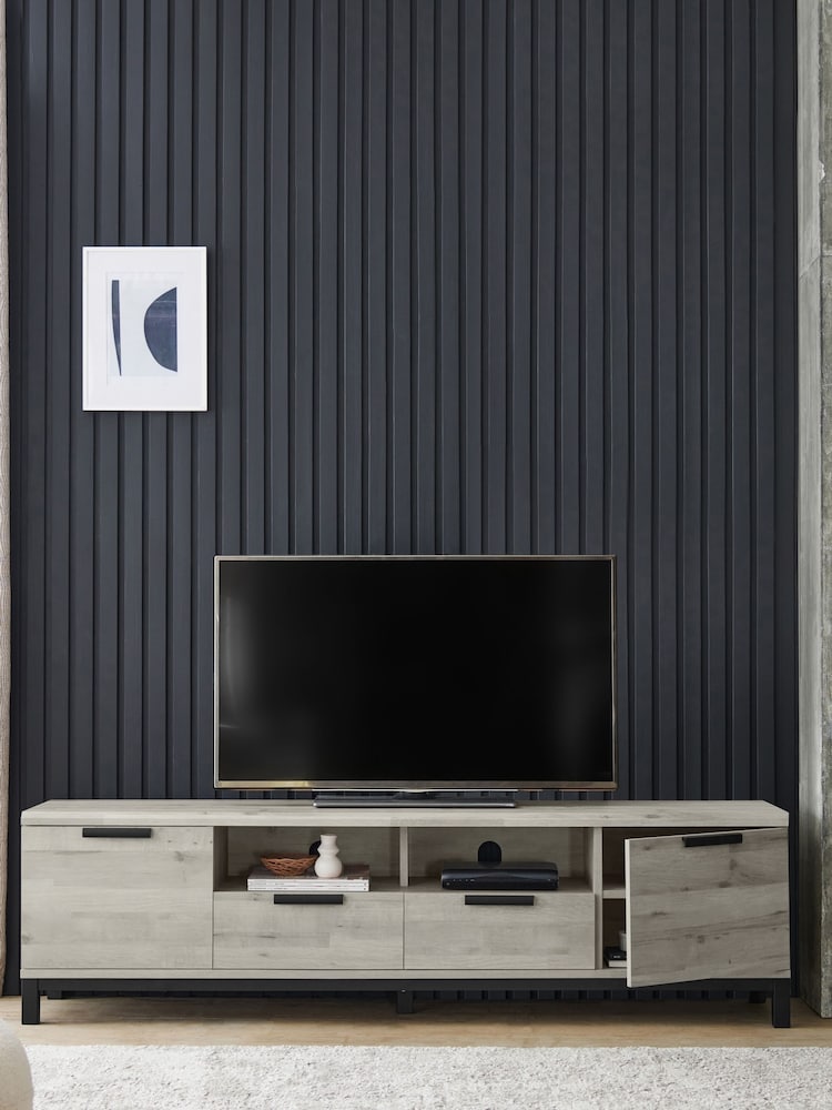 Grey Bronx Up to 80 inch Oak Effect Slim TV Unit - Image 2 of 6