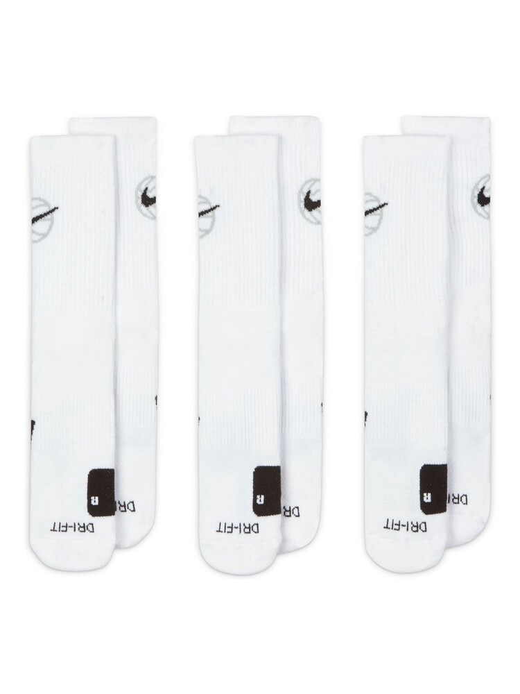Nike White Everyday Crew Basketball Socks 3 Pack - Image 2 of 4