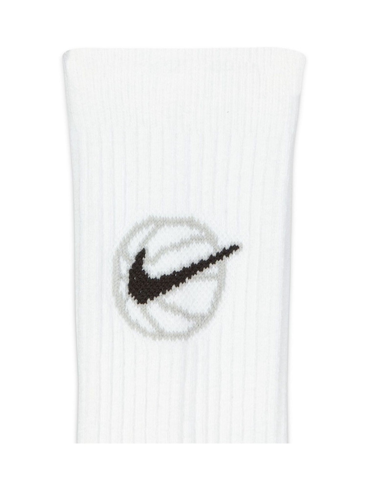 Nike White Everyday Crew Basketball Socks 3 Pack - Image 4 of 4