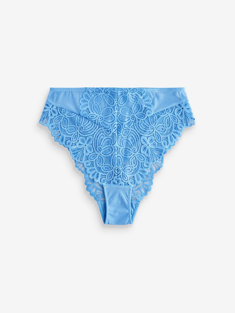 Blue Lace High Waist High Leg Knickers - Image 4 of 4 Blue Lace High Waist High Leg Knickers - Image 4 of 4