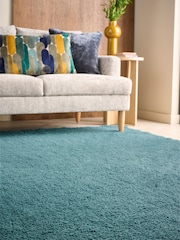 Teal Blue Cosy Washable Shaggy Rug - Image 2 of 5