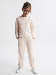 Reiss Pink Aurelia 4-9 yrs Cotton Drawstring Sparkle Joggers - Image 1 of 6