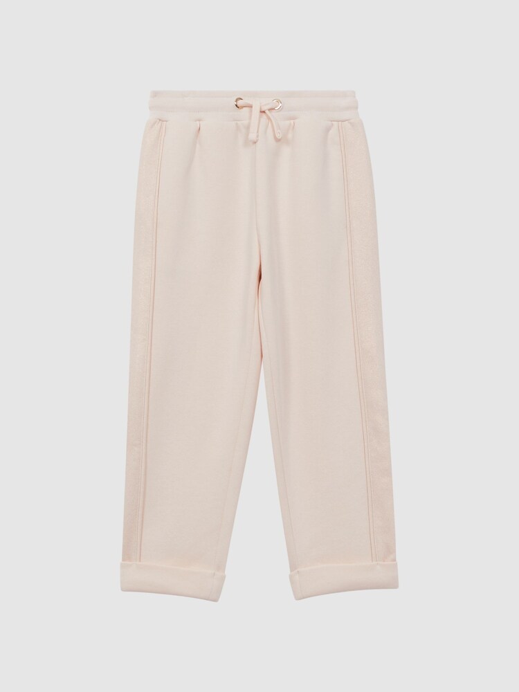 Reiss Pink Aurelia 4-9 yrs Cotton Drawstring Sparkle Joggers - Image 2 of 6