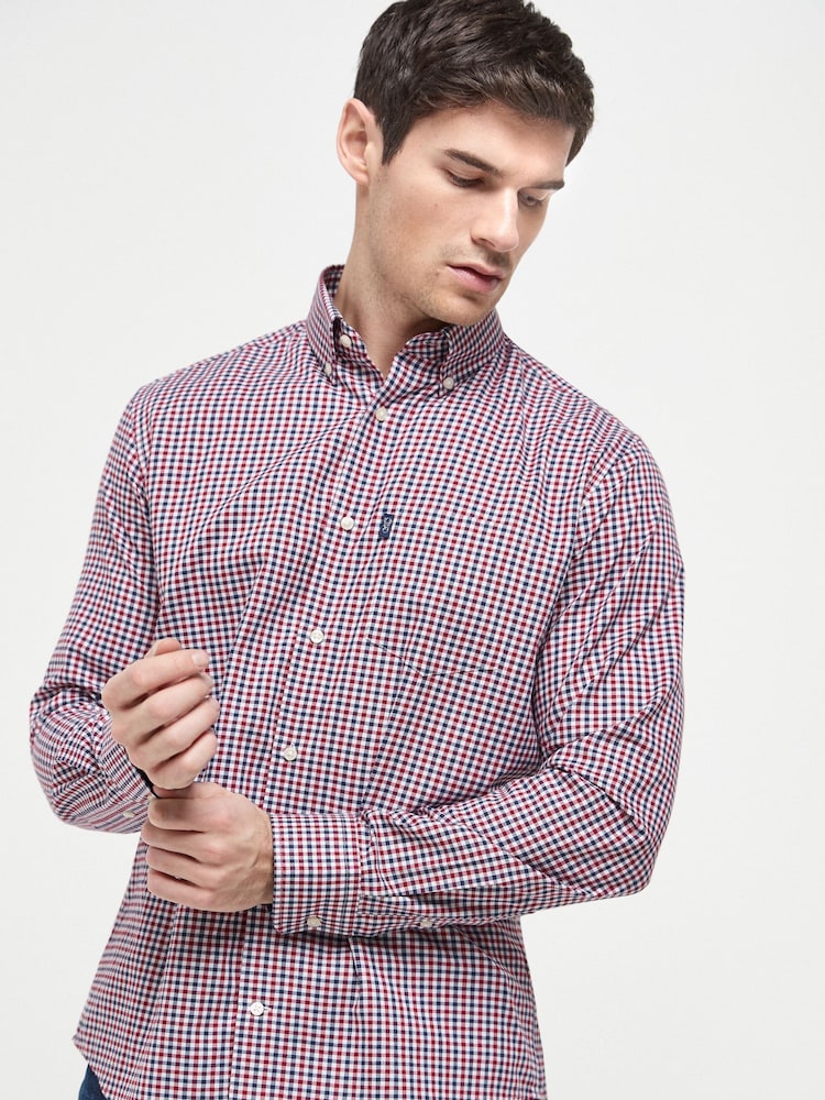 Red Gingham Easy Iron Button Down Oxford Shirt - Image 1 of 6