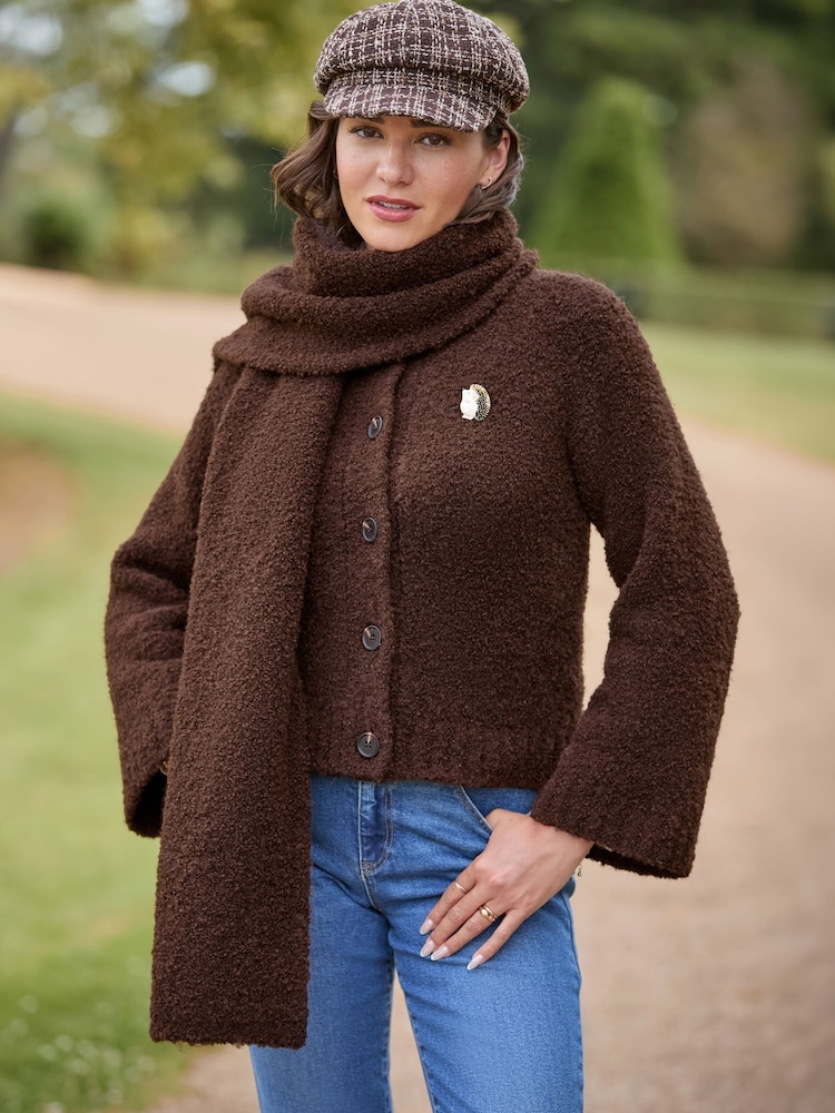 Joe Browns Brown Kensington Check Boucle Baker Hat - Image 1 of 4 Joe Browns Brown Kensington Check Boucle Baker Hat - Image 1 of 4