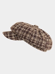 Joe Browns Brown Kensington Check Boucle Baker Hat - Image 2 of 4