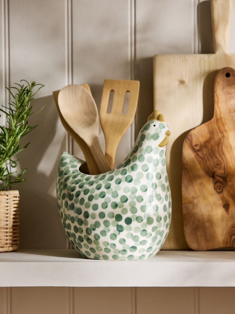Sage Green Chicken Utensil Pot - Image 1 of 3