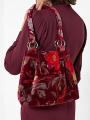 Joe Browns Red The Berry Bloom Velvet Shoulder Bag - Image 1 of 4
