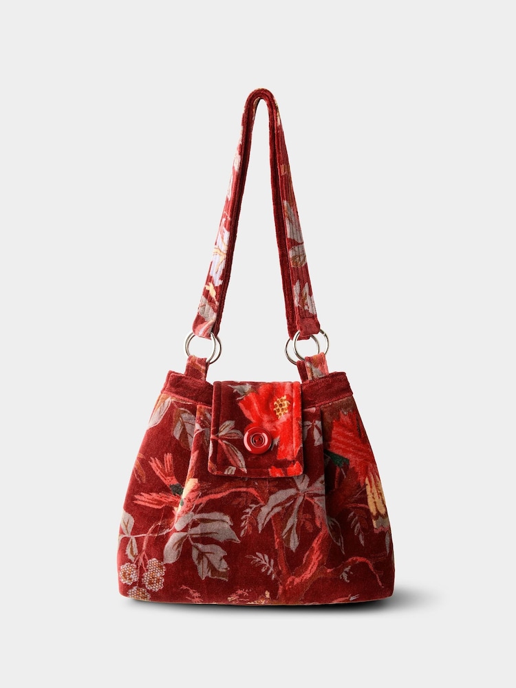 Joe Browns Red The Berry Bloom Velvet Shoulder Bag - Image 2 of 4 Joe Browns Red The Berry Bloom Velvet Shoulder Bag - Image 2 of 4