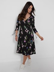 Joe Browns Black Falling Florals V- Neck Jersey Dress - Image 1 of 5