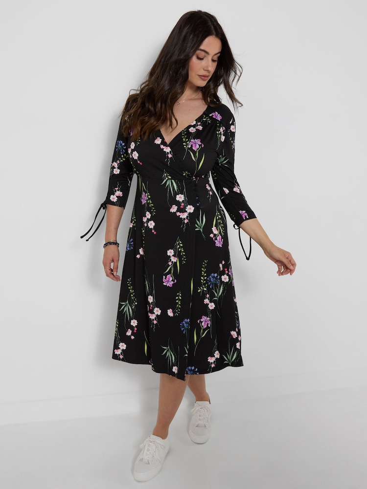 Joe Browns Black Falling Florals V- Neck Jersey Dress - Image 1 of 5 Joe Browns Black Falling Florals V- Neck Jersey Dress - Image 1 of 5