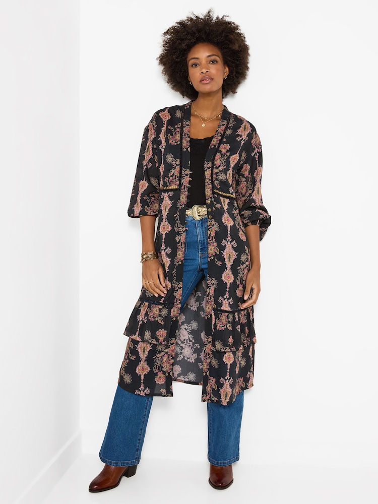 Joe Browns Henrietta apdrukāta garās līnijas kimono blūze ar rotājumu detaļu - Attēls 2 no 7
