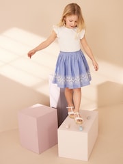 Blue/White Embroidered Skirt Dress (3-12yrs) - Image 1 of 6