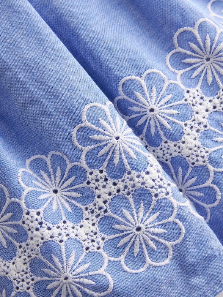 Blue/White Embroidered Skirt Dress (3-12yrs) - Image 6 of 6