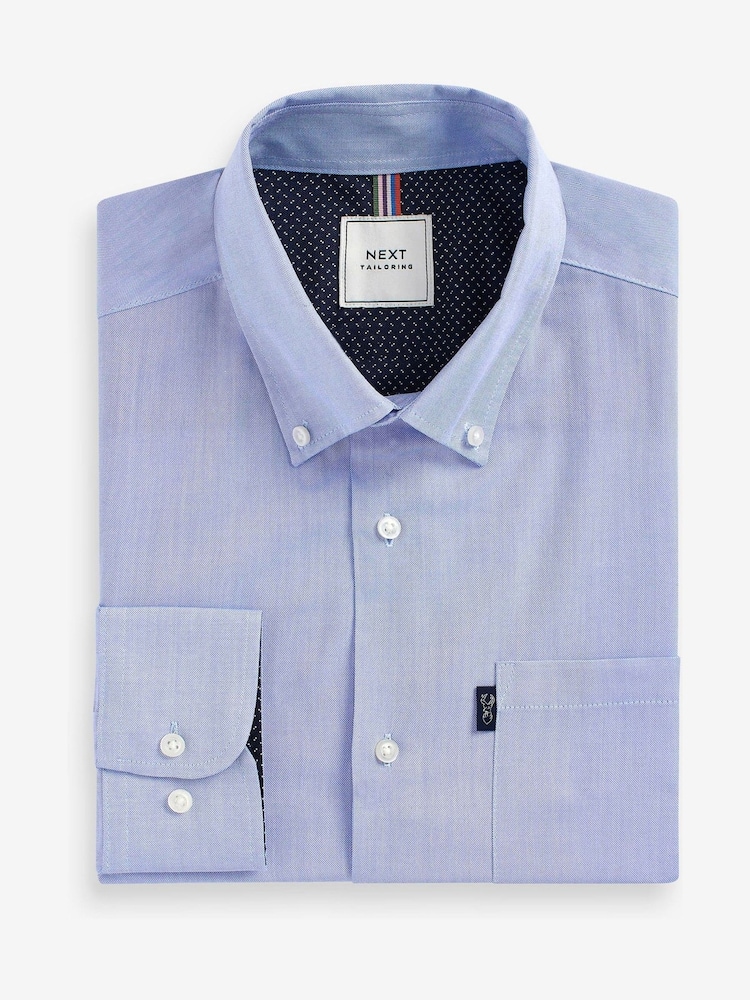 Blue Slim Fit Button Down Easy Iron Oxford Shirt - Image 3 of 6