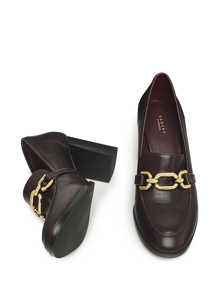 Radley London Red Cavendish Mews Chunky Chain Heeled Loafers - Image 2 of 3
