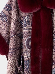 Joe Browns Red Ruby Reverie Paisley Faux Fur Wrap Cover-Up - Image 10 of 10