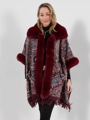 Joe Browns Red Ruby Reverie Paisley Faux Fur Wrap Cover-Up - Image 2 of 10