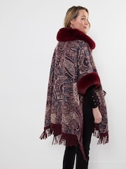 Joe Browns Red Ruby Reverie Paisley Faux Fur Wrap Cover-Up - Image 3 of 10
