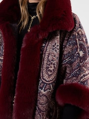 Joe Browns Red Ruby Reverie Paisley Faux Fur Wrap Cover-Up - Image 7 of 10