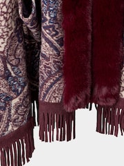 Joe Browns Red Ruby Reverie Paisley Faux Fur Wrap Cover-Up - Image 8 of 10