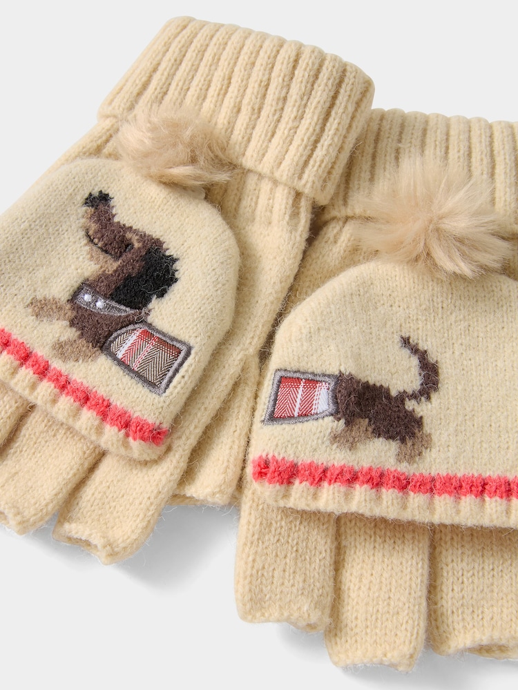 Joe Browns Cream Checked Out Sausage Gloves - Image 3 of 3 Joe Browns Cream Checked Out Sausage Gloves - Image 3 of 3