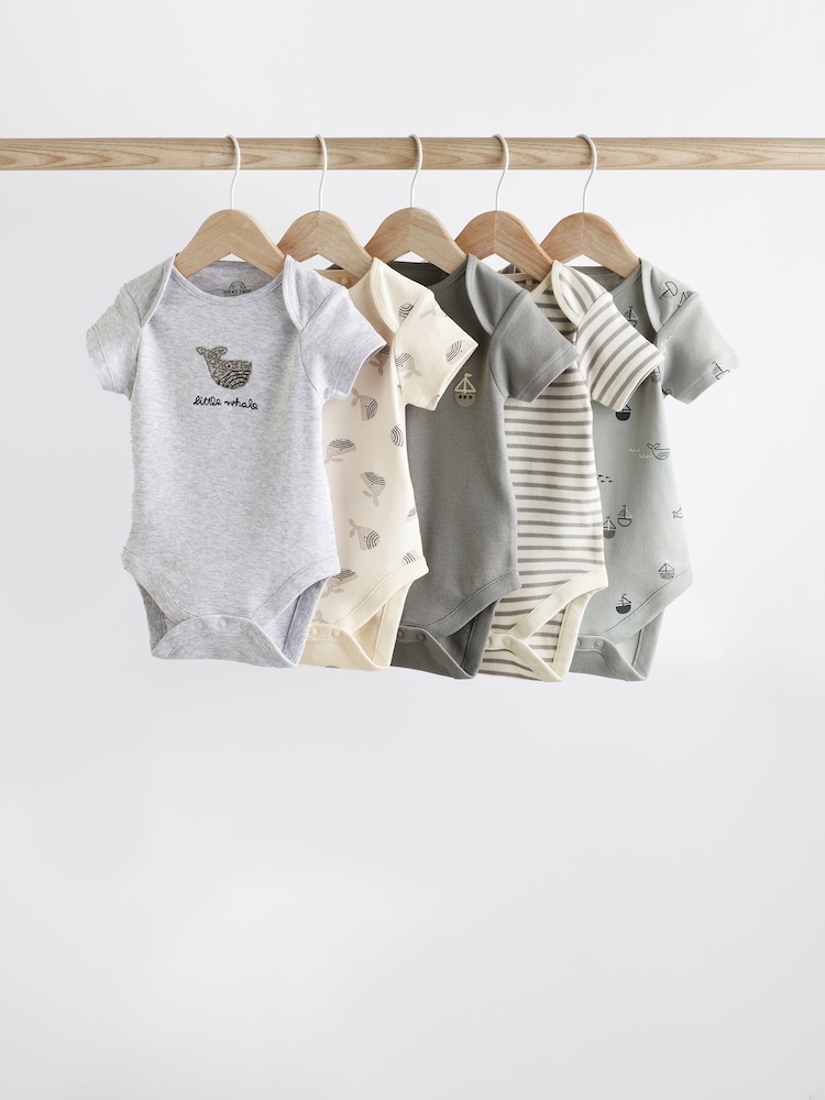 Siv kit - dojenček kratek rokav; s kratkimi rokavi Cotton bodi 5 komplet - Slika 1 iz 9