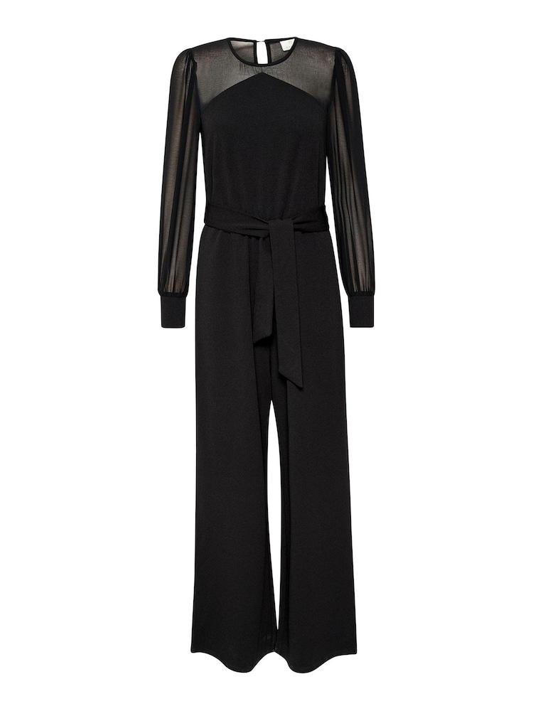 Kaffe Emily Long Sleeve Belted Black Jumpsuit - Image 2 of 3