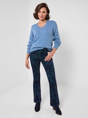 Joe Browns Blue Printed Moleskin Trousers - Image 2 of 5