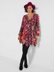 Joe Browns Red Paisley Print Asymmetric Tunic Top - Image 1 of 5