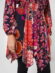 Joe Browns Red Paisley Print Asymmetric Tunic Top - Image 2 of 5