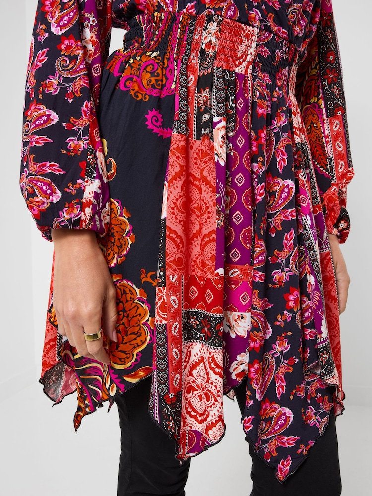 Joe Browns Red Paisley Print Asymmetric Tunic Top - Image 2 of 5 Joe Browns Red Paisley Print Asymmetric Tunic Top - Image 2 of 5