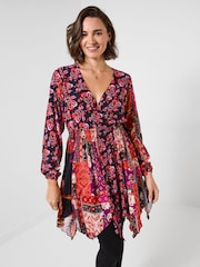 Joe Browns Red Paisley Print Asymmetric Tunic Top - Image 3 of 5