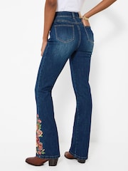 Joe Browns Blue High Waisted Flared Jeans With Floral Embroidery - Image 2 of 7