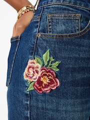Joe Browns Blue High Waisted Flared Jeans With Floral Embroidery - Image 4 of 7