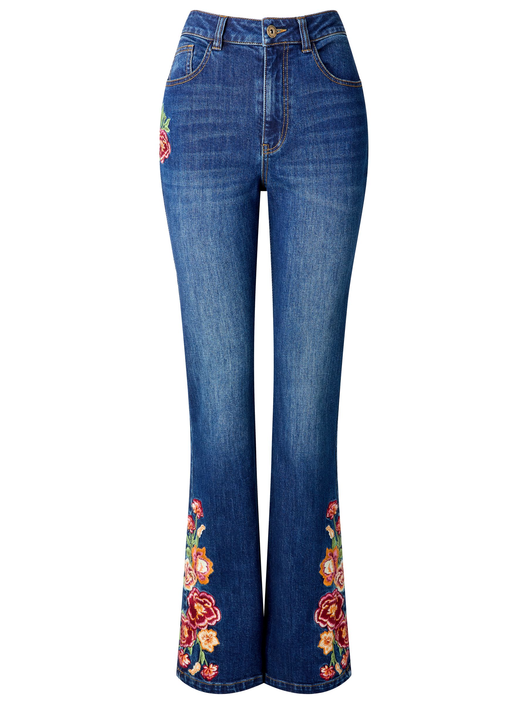 Buy Joe Browns Blue High Waisted Flared Jeans With Floral