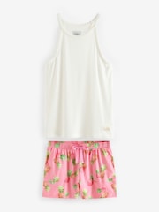 Bath & Body Works Pink Pineapple Print Cotton Cami Racer 100% Cotton Top and Pyjama Short Set - Image 4 of 7