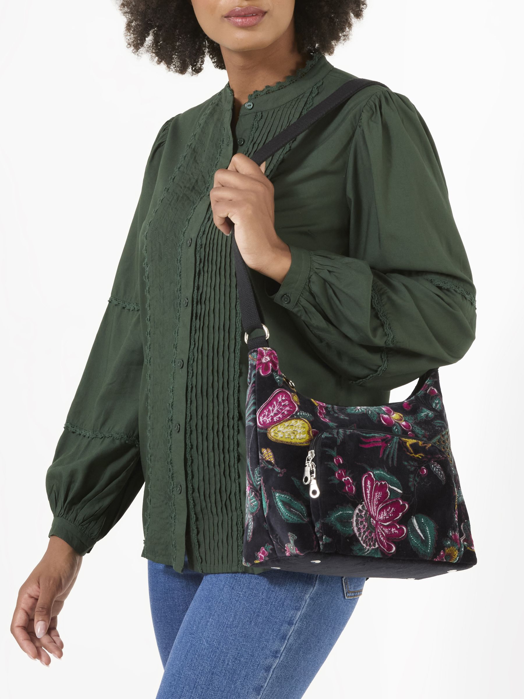 Joe Browns Women's In The Bloom Velvet Crossbody Bag in Black - Image 2