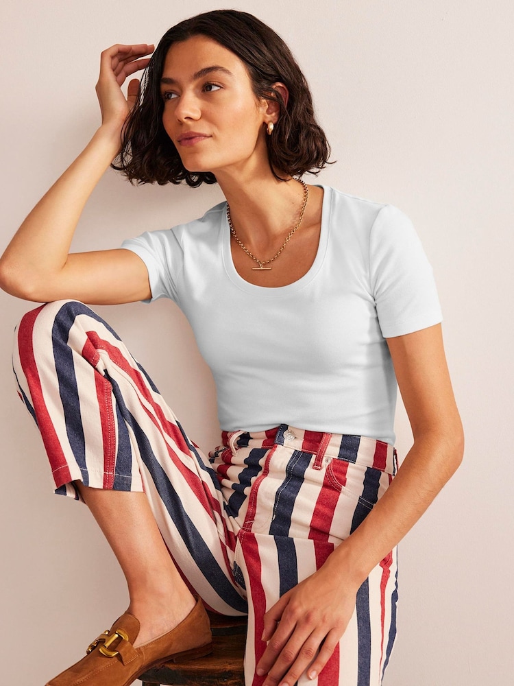 Boden White Essential Jersey T-Shirt - Image 1 of 5