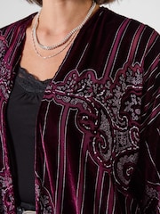 Joe Browns Black Rosefall Devore Fringe Kimono - Image 3 of 7