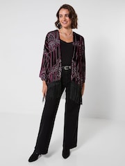 Joe Browns Black Rosefall Devore Fringe Kimono - Image 5 of 7