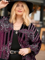 Joe Browns Black Rosefall Devore Fringe Kimono - Image 6 of 7