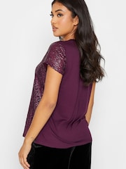 PixieGirl Petite Purple Sequin Front T-Shirt - Image 3 of 4