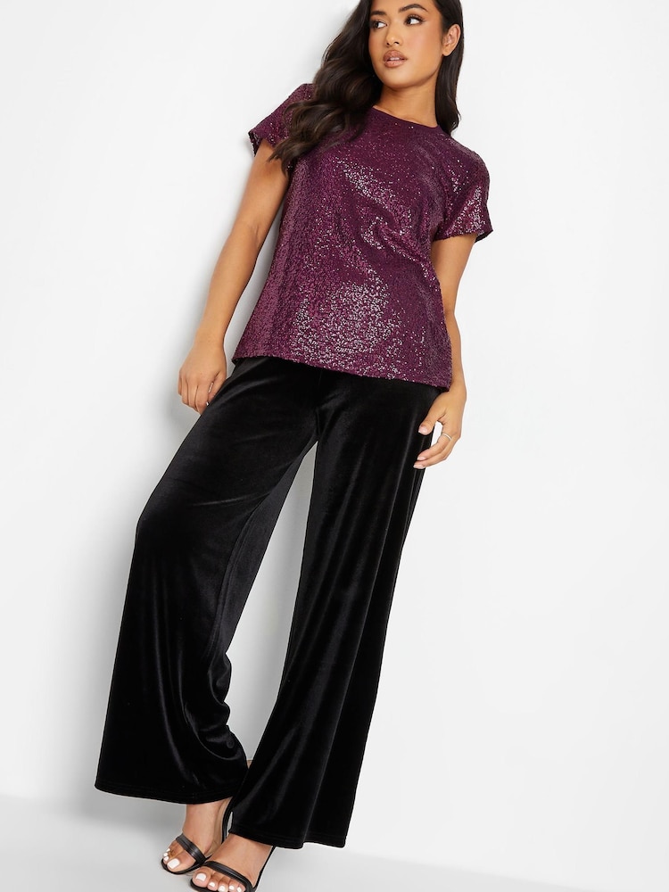 PixieGirl Petite Purple Sequin Front T-Shirt - Image 4 of 4 PixieGirl Petite Purple Sequin Front T-Shirt - Image 4 of 4