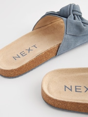 Blue Suede Bow Sliders - Image 2 of 7