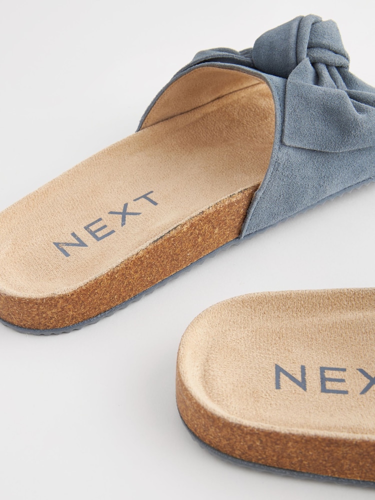 Blue Suede Bow Sliders - Image 2 of 7