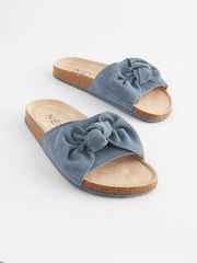 Blue Suede Bow Sliders - Image 3 of 7