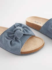 Blue Suede Bow Sliders - Image 4 of 7