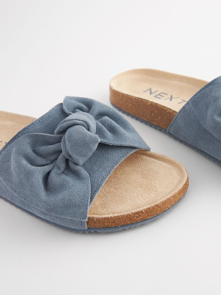 Kopen Blauw suède Slippers met strik van Next Nederland